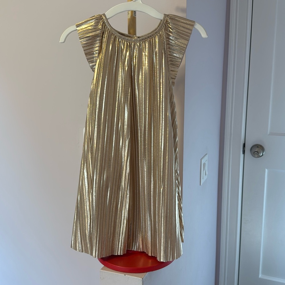Carters 5t gold metallic dress worn once, like new
